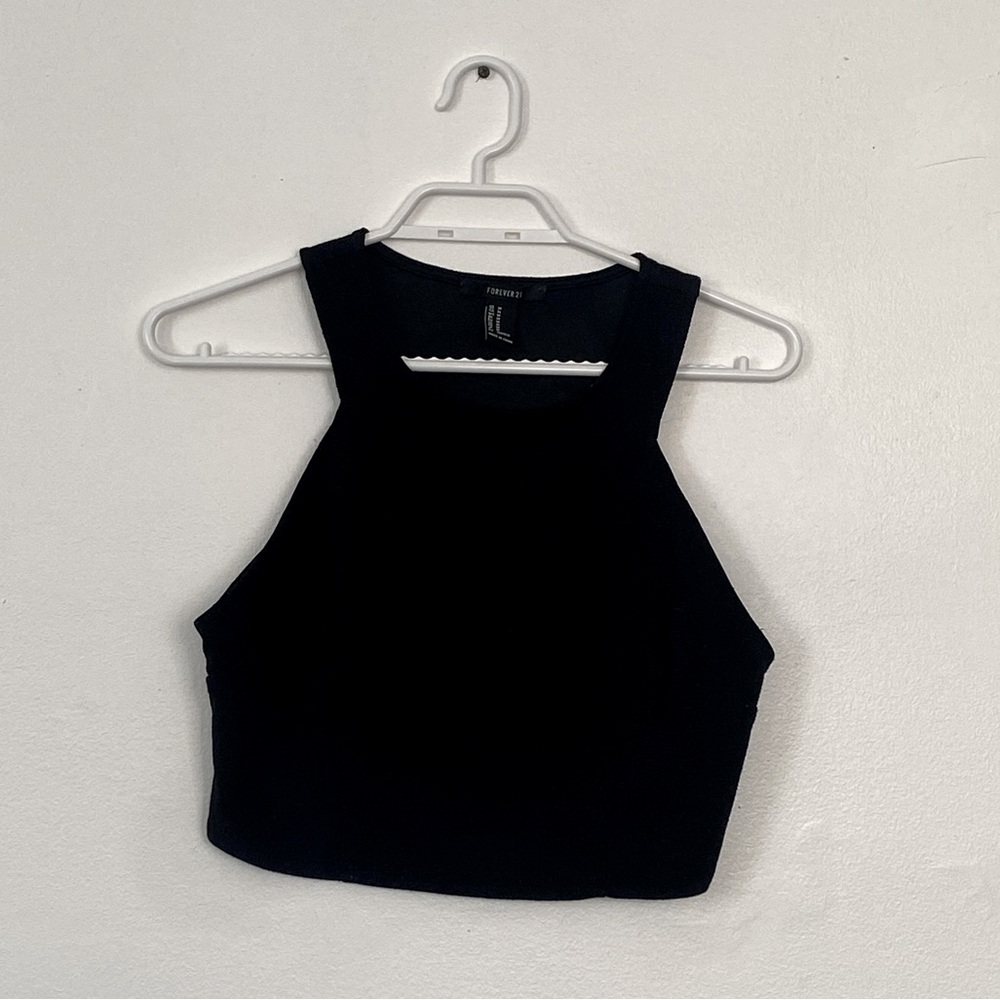 Forever21 - Black Sparkly Cropped Top - M